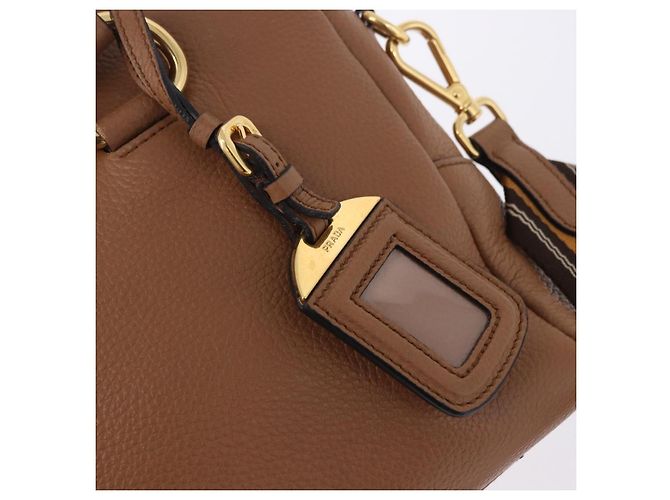 Borsa a mano PRADA in pelle 2way Beige Tono Oro Auth ka6236M - vista 23
