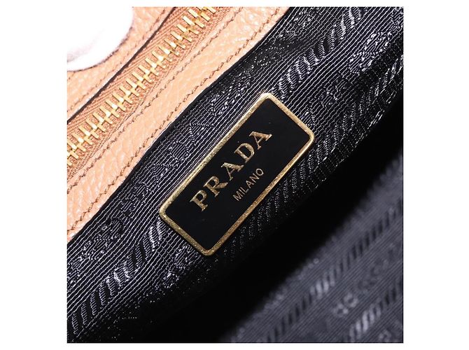 Borsa a mano PRADA in pelle 2way Beige Tono Oro Auth ka6236M - vista 24