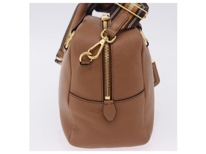 Borsa a mano PRADA in pelle 2way Beige Tono Oro Auth ka6236M - vista 5