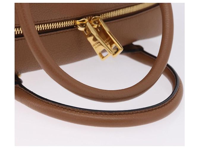 Borsa a mano PRADA in pelle 2way Beige Tono Oro Auth ka6236M - vista 7