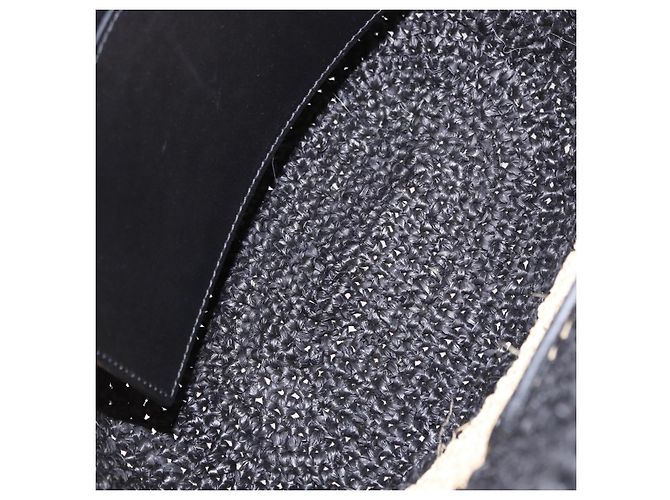 Borsa a mano BALENCIAGA Pannier XS in rafia nera e argento 466498 Auth 196622A Nero - vista 15