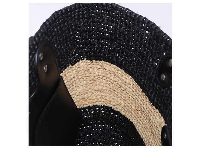 Borsa a mano BALENCIAGA Pannier XS in rafia nera e argento 466498 Auth 196622A Nero - vista 16