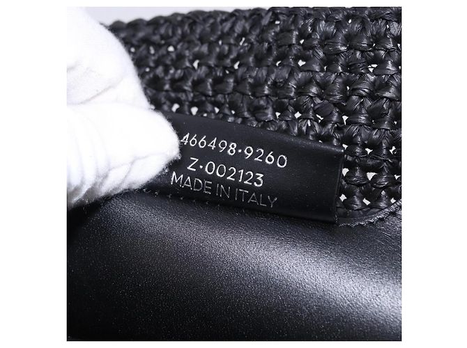 Borsa a mano BALENCIAGA Pannier XS in rafia nera e argento 466498 Auth 196622A Nero - vista 19