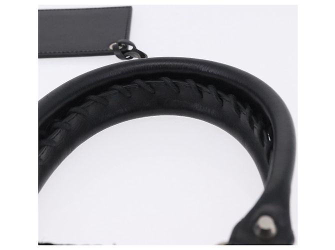 Borsa a mano BALENCIAGA Pannier XS in rafia nera e argento 466498 Auth 196622A Nero - vista 8