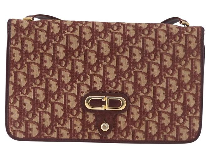 Borsa a tracolla Christian Dior Trotter Canvas Rosso Oro Auth 184210 D'oro - vista 2