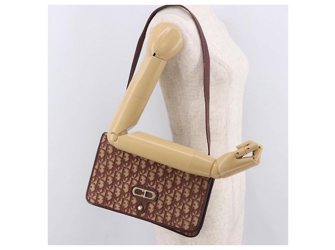 Borsa a tracolla Christian Dior Trotter Canvas Rosso Oro Auth 184210 D'oro - vista 23