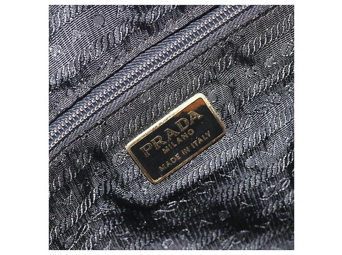 Sac à main PRADA Nylon Black Gold Auth 187087 Noir Doré - vue 17