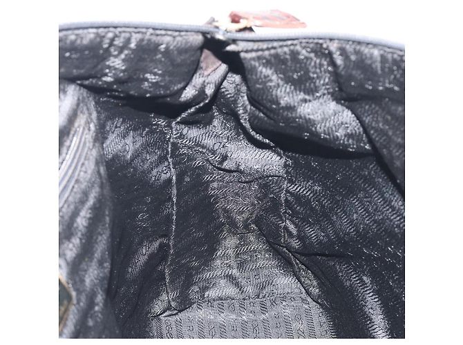 Sac à main PRADA Nylon Black Gold Auth 187087 Noir Doré - vue 19