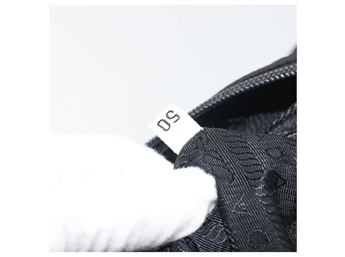 Sac à main PRADA Nylon Black Gold Auth 187087 Noir Doré - vue 23