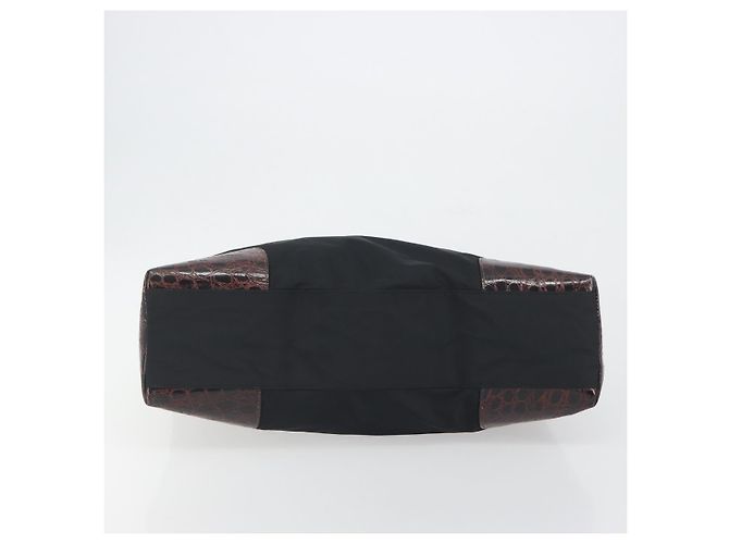 Sac à main PRADA Nylon Black Gold Auth 187087 Noir Doré - vue 9
