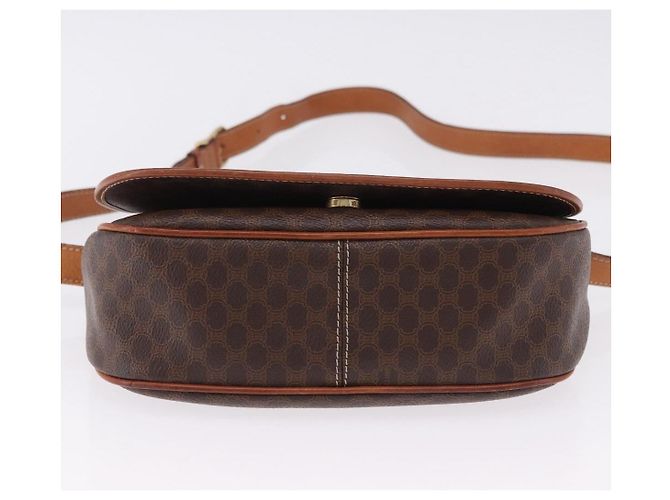 Céline Borsa a tracolla CELINE Macadam Canvas PVC Pelle Marrone Oro Auth 182419 D'oro - vista 10