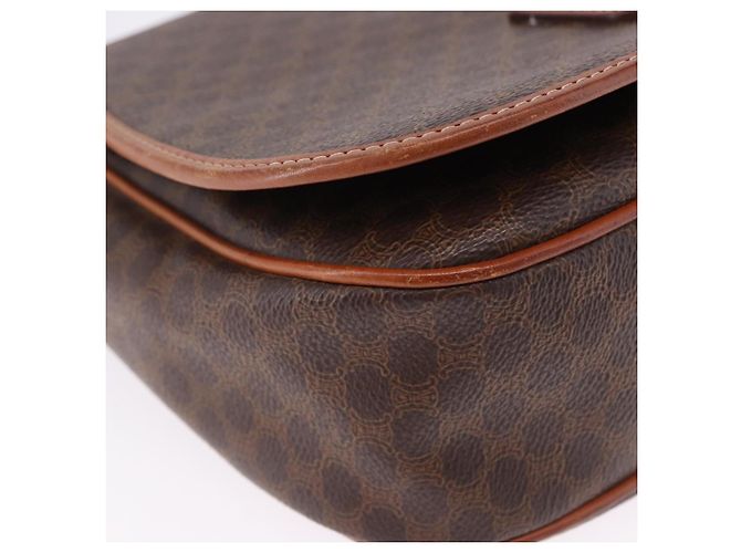 Céline Borsa a tracolla CELINE Macadam Canvas PVC Pelle Marrone Oro Auth 182419 D'oro - vista 11