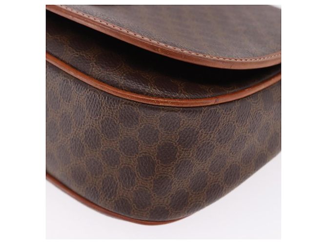 Céline Borsa a tracolla CELINE Macadam Canvas PVC Pelle Marrone Oro Auth 182419 D'oro - vista 12