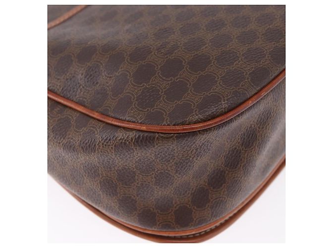 Céline Borsa a tracolla CELINE Macadam Canvas PVC Pelle Marrone Oro Auth 182419 D'oro - vista 13
