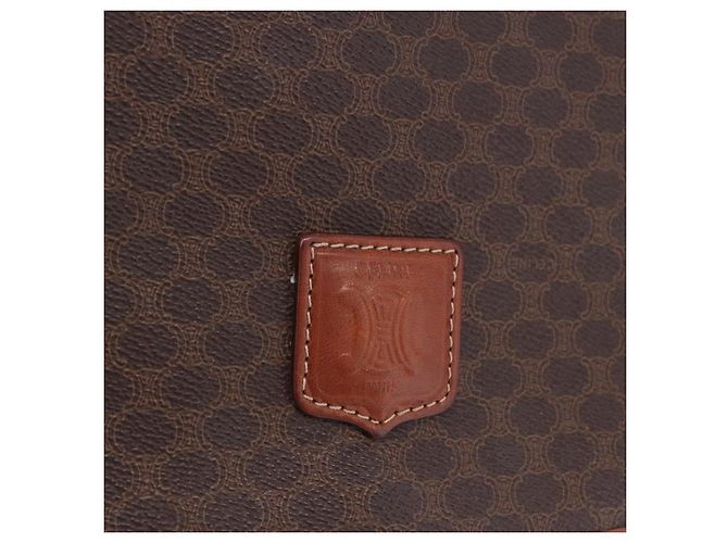 Céline Borsa a tracolla CELINE Macadam Canvas PVC Pelle Marrone Oro Auth 182419 D'oro - vista 15