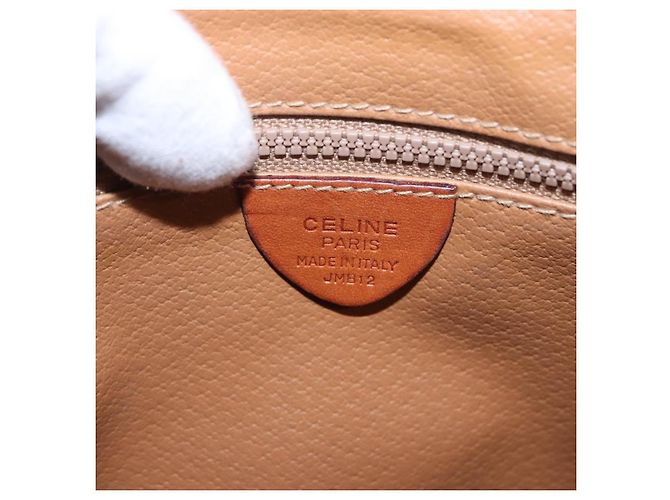 Céline Borsa a tracolla CELINE Macadam Canvas PVC Pelle Marrone Oro Auth 182419 D'oro - vista 17
