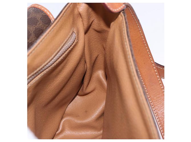 Céline Borsa a tracolla CELINE Macadam Canvas PVC Pelle Marrone Oro Auth 182419 D'oro - vista 19