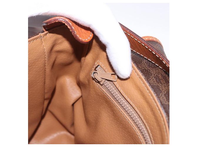 Céline Borsa a tracolla CELINE Macadam Canvas PVC Pelle Marrone Oro Auth 182419 D'oro - vista 21