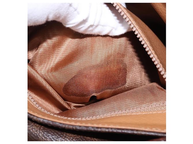 Céline Borsa a tracolla CELINE Macadam Canvas PVC Pelle Marrone Oro Auth 182419 D'oro - vista 23
