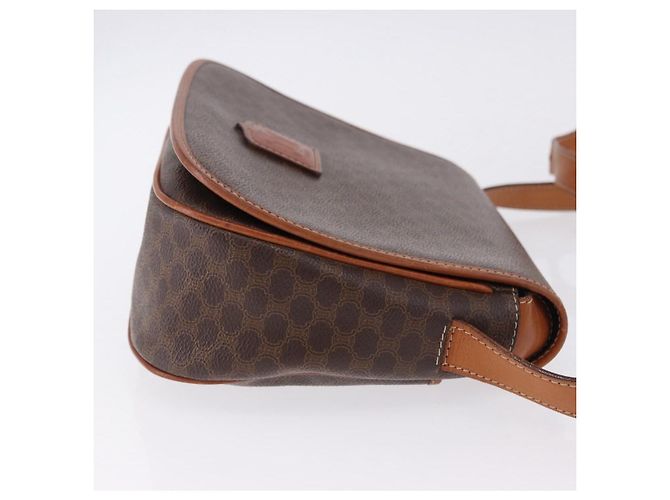 Céline Borsa a tracolla CELINE Macadam Canvas PVC Pelle Marrone Oro Auth 182419 D'oro - vista 4