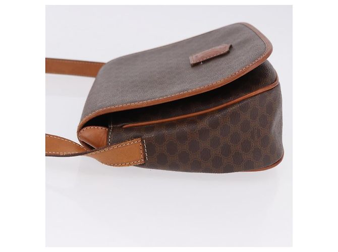 Céline Borsa a tracolla CELINE Macadam Canvas PVC Pelle Marrone Oro Auth 182419 D'oro - vista 5