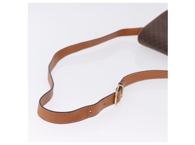 Céline Borsa a tracolla CELINE Macadam Canvas PVC Pelle Marrone Oro Auth 182419 D'oro - vista 8