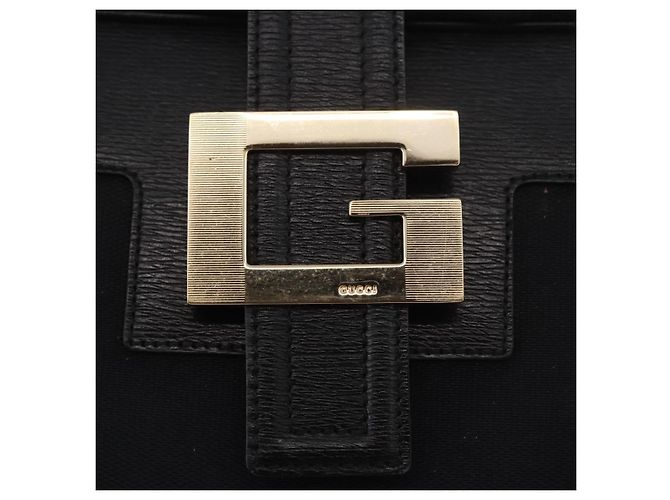 Borsa a Mano GUCCI Canvas Nero Oro Auth 184433 D'oro - vista 14