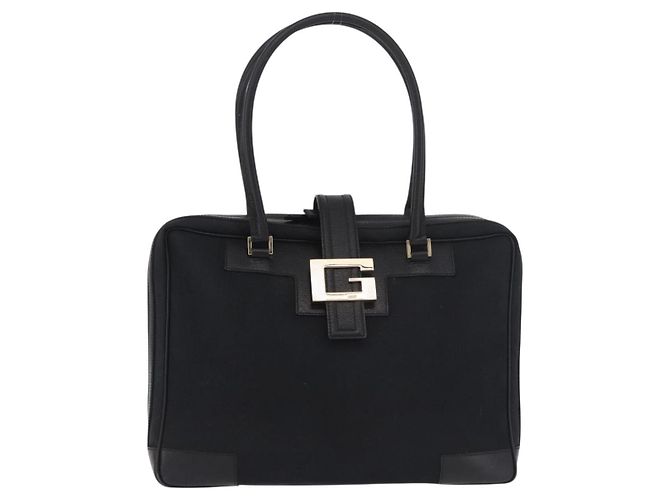 Borsa a Mano GUCCI Canvas Nero Oro Auth 184433 D'oro - vista 2