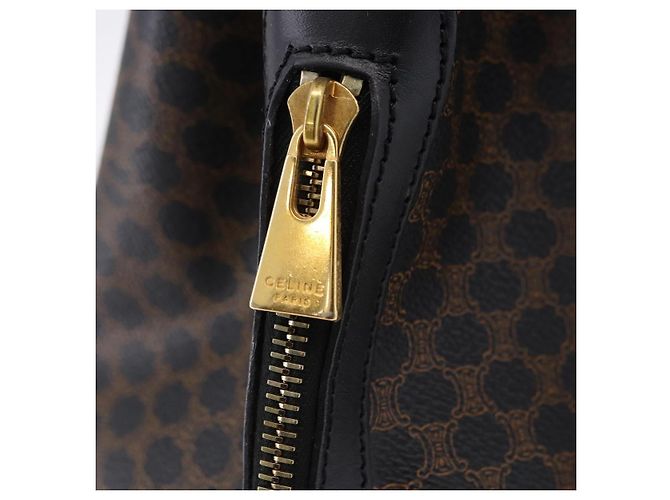 Céline CELINE Macadam Canvas Schultertasche PVC Schwarz Gold Auth 181639V Golden - Ansicht 15