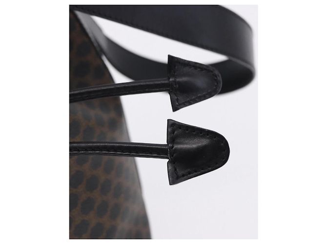 Céline CELINE Macadam Canvas Schultertasche PVC Schwarz Gold Auth 181639V Golden - Ansicht 16