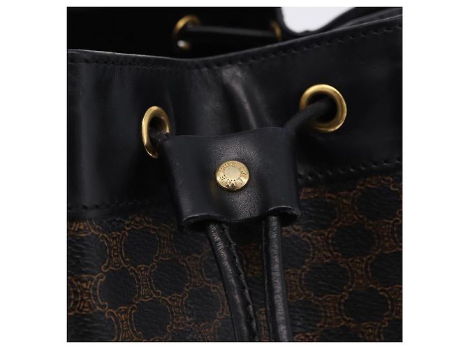 Céline CELINE Macadam Canvas Schultertasche PVC Schwarz Gold Auth 181639V Golden - Ansicht 17