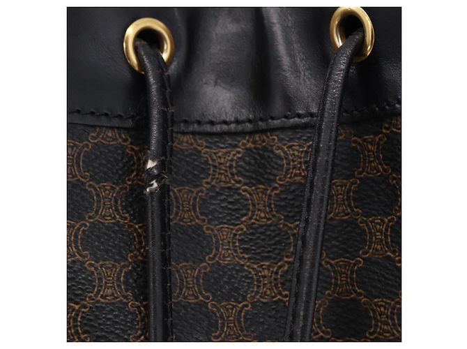 Céline CELINE Macadam Canvas Schultertasche PVC Schwarz Gold Auth 181639V Golden - Ansicht 18