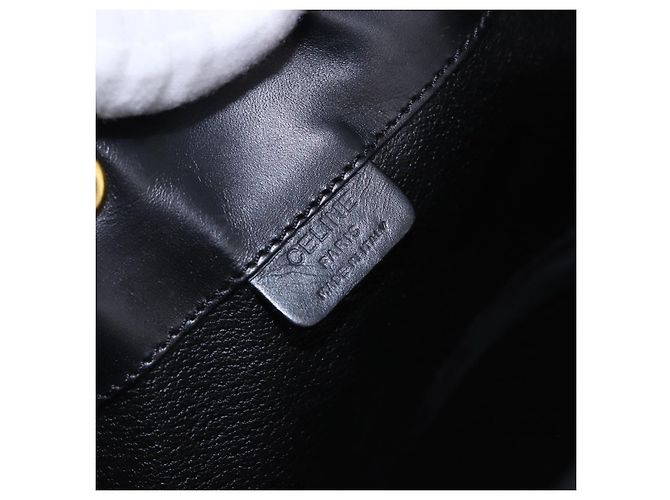 Céline CELINE Macadam Canvas Schultertasche PVC Schwarz Gold Auth 181639V Golden - Ansicht 20