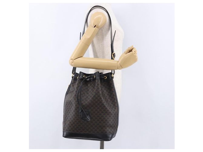 Céline CELINE Macadam Canvas Schultertasche PVC Schwarz Gold Auth 181639V Golden - Ansicht 27