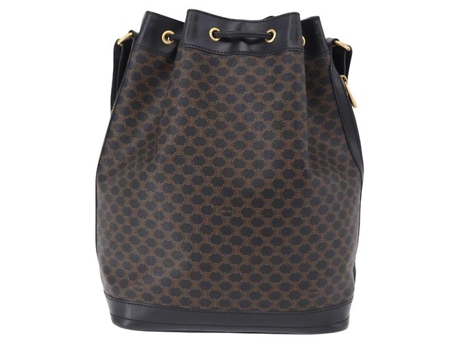 Céline CELINE Macadam Canvas Schultertasche PVC Schwarz Gold Auth 181639V Golden - Ansicht 3