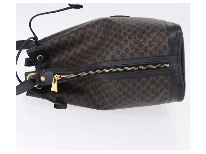 Céline CELINE Macadam Canvas Schultertasche PVC Schwarz Gold Auth 181639V Golden - Ansicht 5