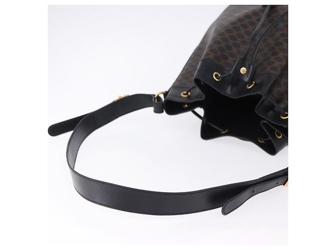 Céline CELINE Macadam Canvas Schultertasche PVC Schwarz Gold Auth 181639V Golden - Ansicht 6