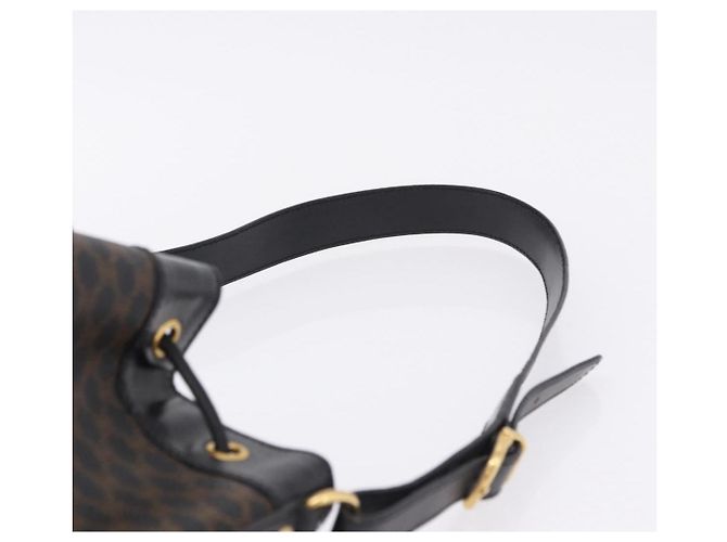 Céline CELINE Macadam Canvas Schultertasche PVC Schwarz Gold Auth 181639V Golden - Ansicht 7
