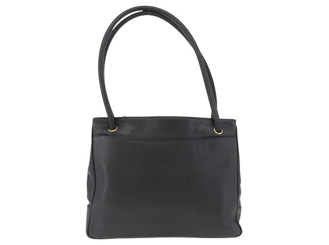Borsa Tote CHANEL Pelle Caviar Nero Oro CC Auth bs35194 D'oro - vista 3
