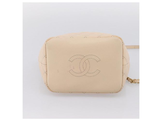 Borsa a tracolla CHANEL Matelasse con catena in pelle d'agnello Ivory Gold CC Auth bs35037 D'oro Crudo - vista 13
