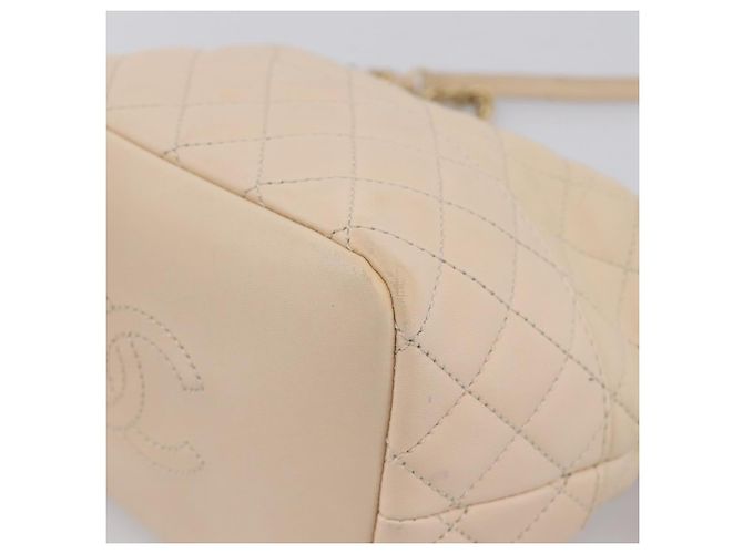 Borsa a tracolla CHANEL Matelasse con catena in pelle d'agnello Ivory Gold CC Auth bs35037 D'oro Crudo - vista 14