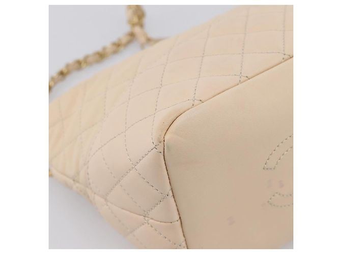 Borsa a tracolla CHANEL Matelasse con catena in pelle d'agnello Ivory Gold CC Auth bs35037 D'oro Crudo - vista 15