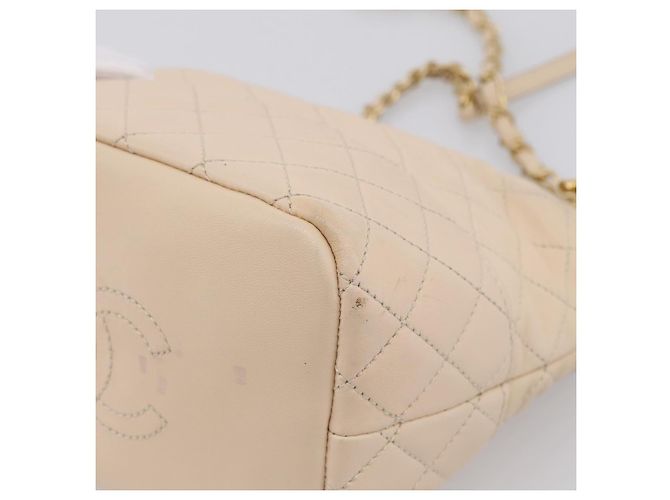 Borsa a tracolla CHANEL Matelasse con catena in pelle d'agnello Ivory Gold CC Auth bs35037 D'oro Crudo - vista 16