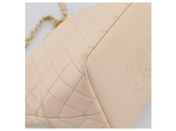Borsa a tracolla CHANEL Matelasse con catena in pelle d'agnello Ivory Gold CC Auth bs35037 D'oro Crudo - vista 17