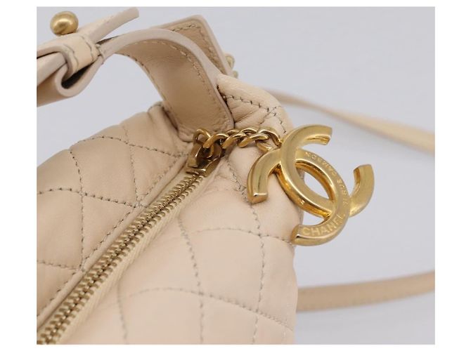 Borsa a tracolla CHANEL Matelasse con catena in pelle d'agnello Ivory Gold CC Auth bs35037 D'oro Crudo - vista 18