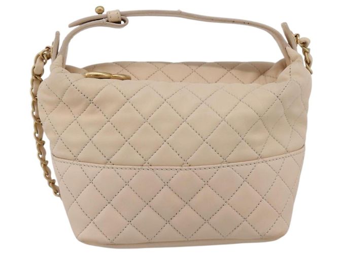 Borsa a tracolla CHANEL Matelasse con catena in pelle d'agnello Ivory Gold CC Auth bs35037 D'oro Crudo - vista 2