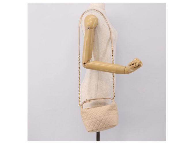 Borsa a tracolla CHANEL Matelasse con catena in pelle d'agnello Ivory Gold CC Auth bs35037 D'oro Crudo - vista 25