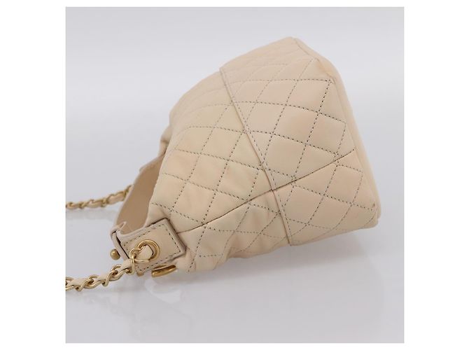 Borsa a tracolla CHANEL Matelasse con catena in pelle d'agnello Ivory Gold CC Auth bs35037 D'oro Crudo - vista 4