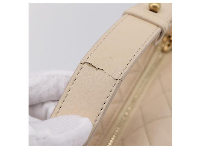 Borsa a tracolla CHANEL Matelasse con catena in pelle d'agnello Ivory Gold CC Auth bs35037 D'oro Crudo - vista 7