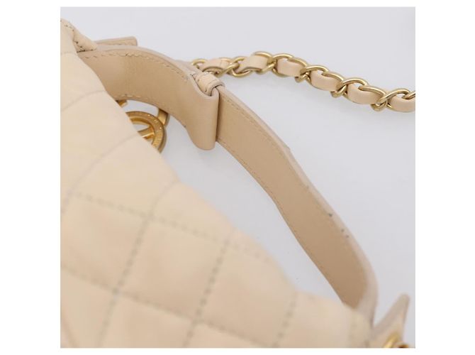 Borsa a tracolla CHANEL Matelasse con catena in pelle d'agnello Ivory Gold CC Auth bs35037 D'oro Crudo - vista 8